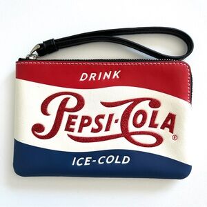 Coach Pepsi-Cola Red White Blue Wristlet NWOT